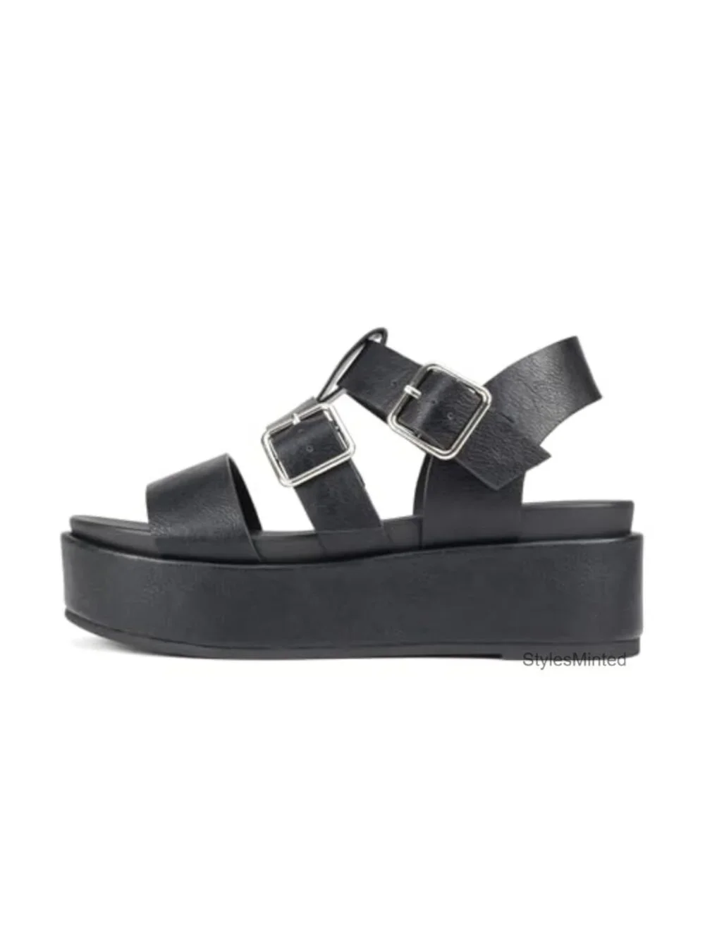 Women's Wedge Sandals Vegan Leather Platform with Adjustable Straps